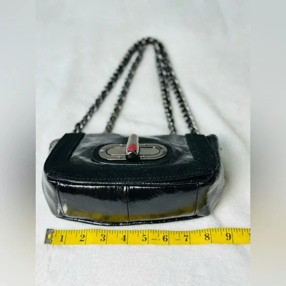 Betsey Johnson Lipstick Fever Black Leather & Suede Shoulder/Crossbody Bag - Picture 7 of 11